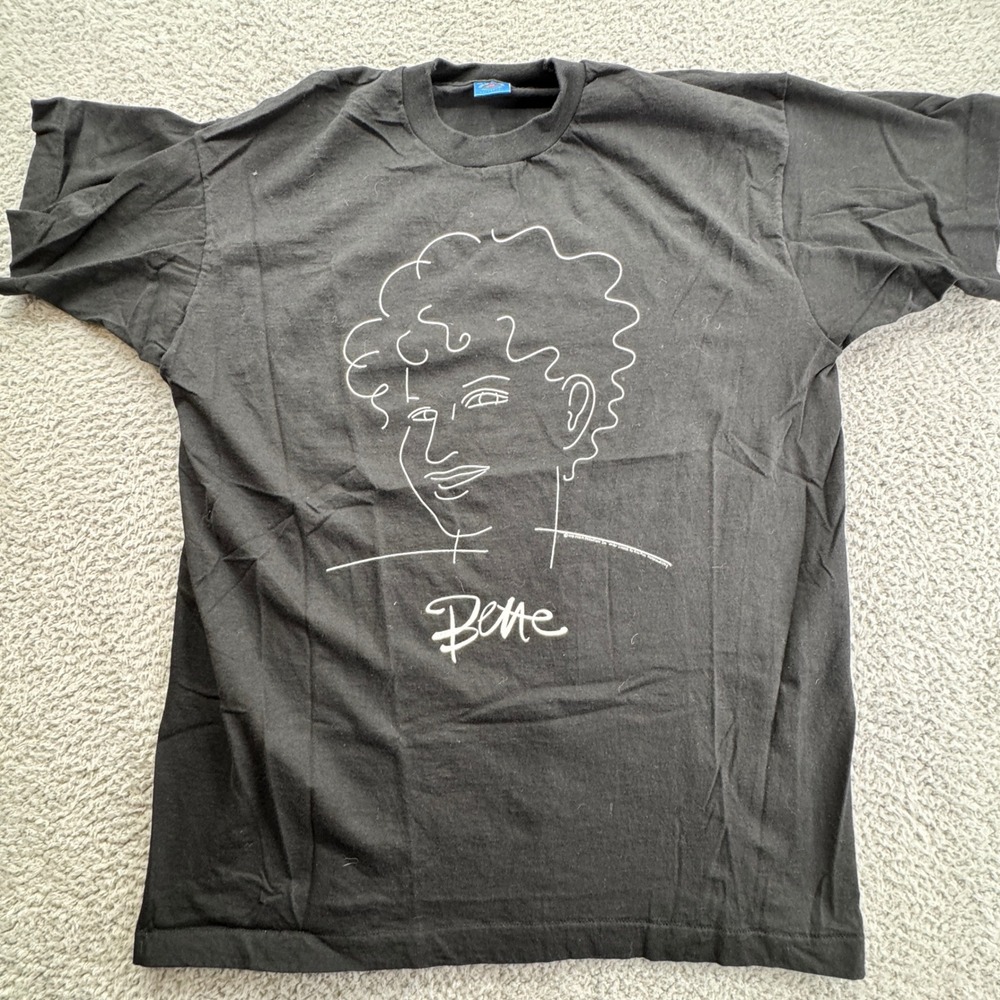 Vtg Fruit of the Loom Mens XL Black Graphic T Shirt Bette Midler USA 90s SS - Picture 2 of 7
